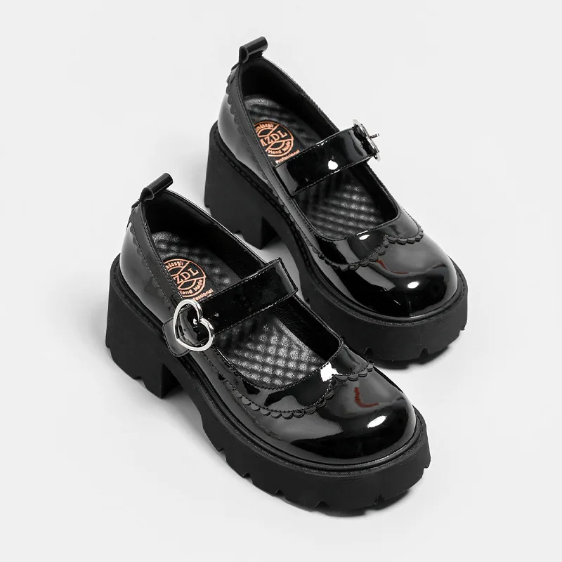 2023 Vintage Designer Women Mary Jane Shoes White Platform Thick Heel Pumps Lolita Girls Uniform Leather Shoes Women Moccasins