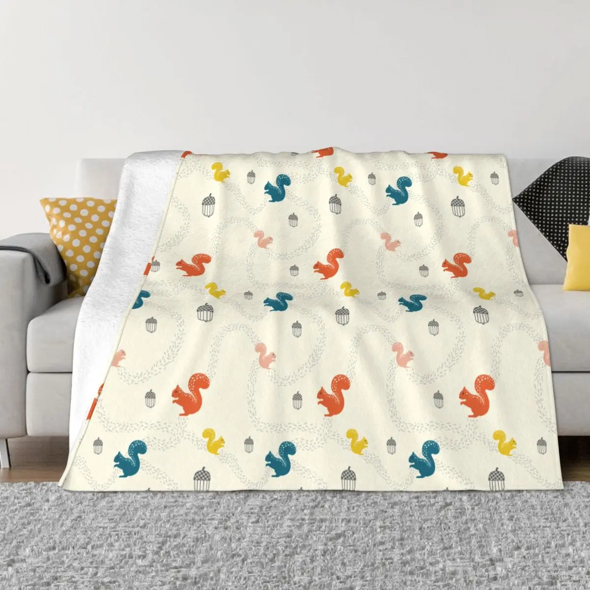

Colorful Joyful Funny Squirrel Blankets Coral Fleece Plush Textile Decor Super Soft Throw Blankets for Sofa Outdoor Quilt