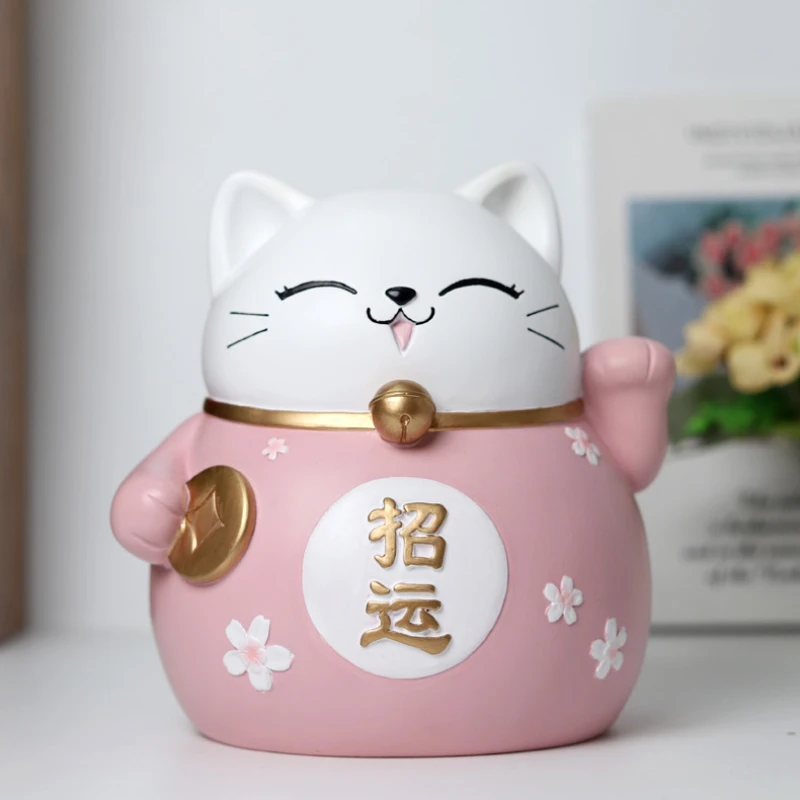 

Resin Cat Piggy Bank Adult Children Living Room Cute Ornament Secret Coin Money Box Saving Counter Toy tirelire Home Decoration