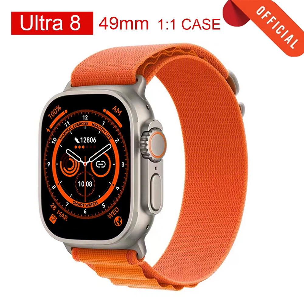 

49mm Smart Watch Ultra 8 NFC Door Access Unlock Smartwatch Series 8 Bluetooth Call 2.02 Inch Wireless Charge Fitness Tracker