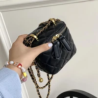 mini box quilted crossbody messenger sling bag for women 2022 cute pu leather kawaii luxury brand spring chain shoulder handbags