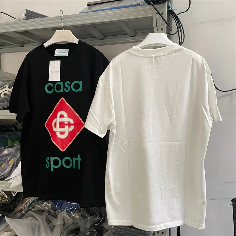 

New Summer Red Lock Logo Printing Unisex Casablanca Men Clothing T Shirt