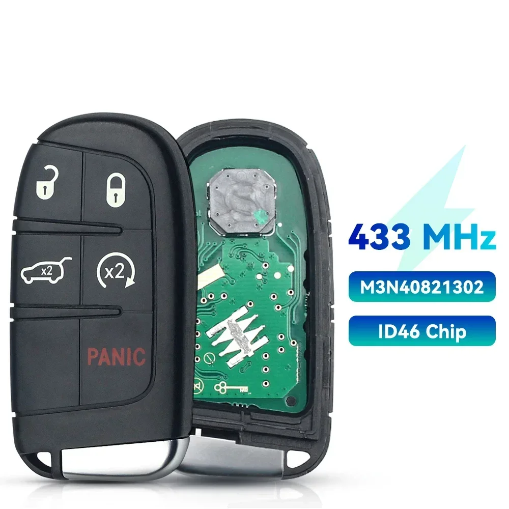 

KEYYOU 1 шт. ID46 M3N-40821302 фотосессия для Chrysler 300C Dodge Charger Journey Challenge дистанционный ключ-брелок от машины Durango Jeep 433MHz