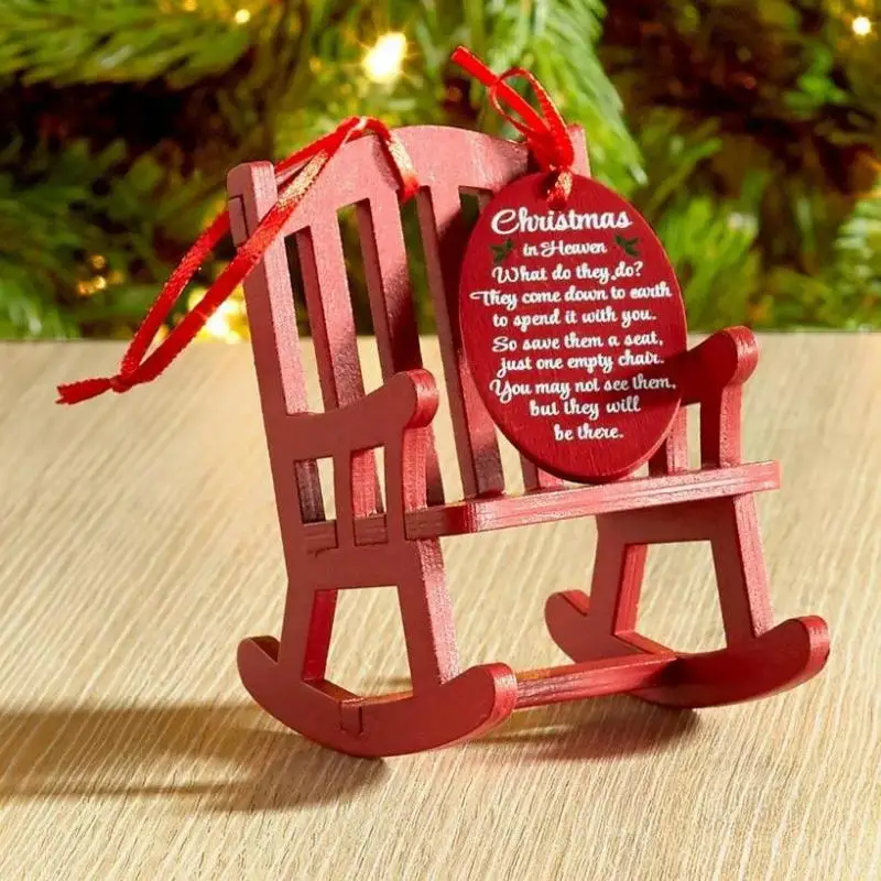 

Christmas In Heaven Memorial Ornament Mini Wooden Rocking Chair With Meaningful Tag Sign Home Decor For Desktop New Year 2022