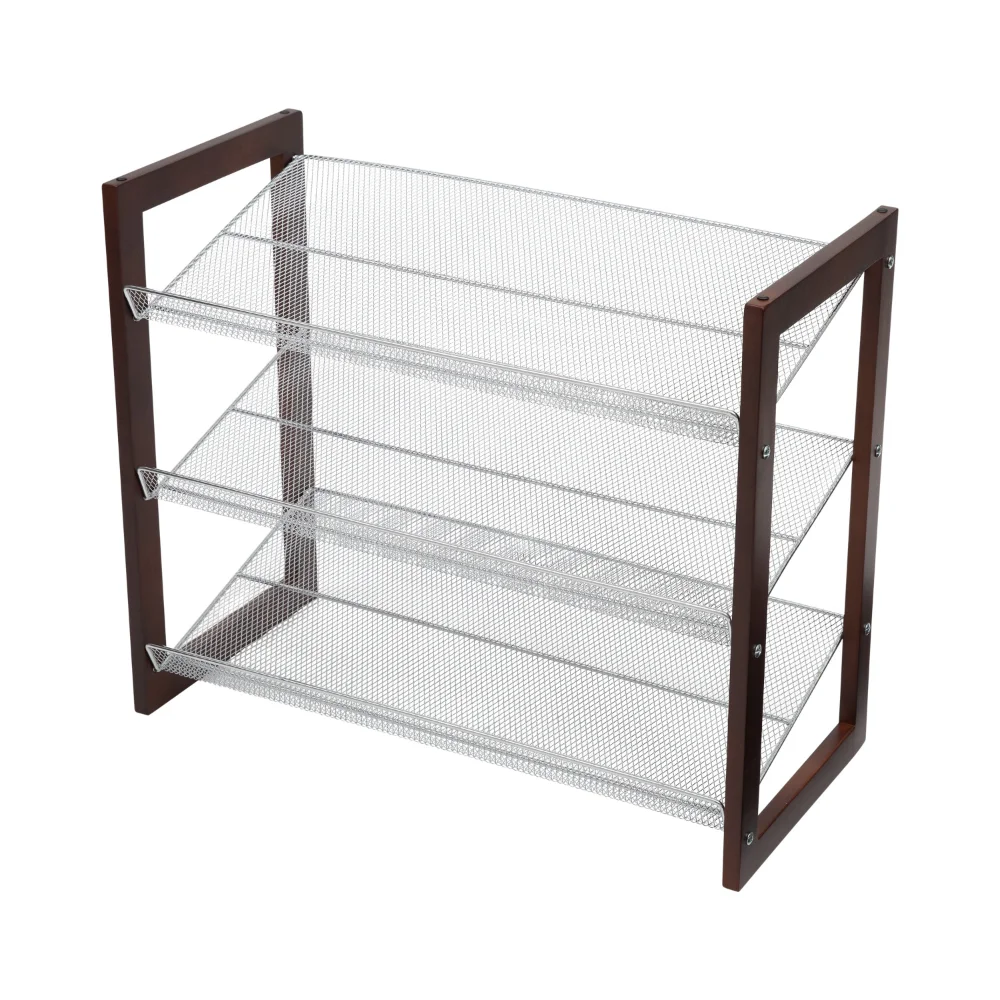 

OIMG 3 Tier Mesh Shelf Shoe Rack In Espresso