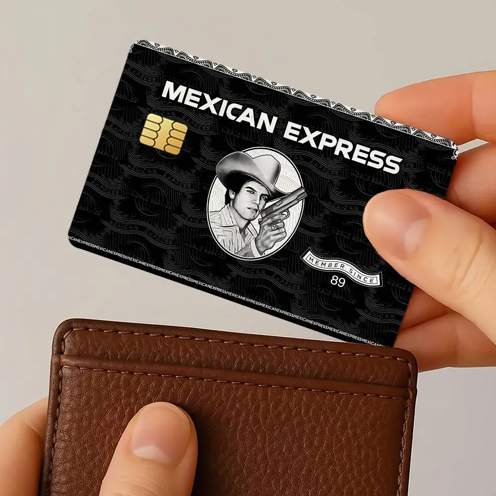 Фото Модные наклейки для кредитных карт M-Mexican E-Express-S, кожа для банковского дебета, декоративная защита, 4 шт., водонепроницаемые, против царапин №3