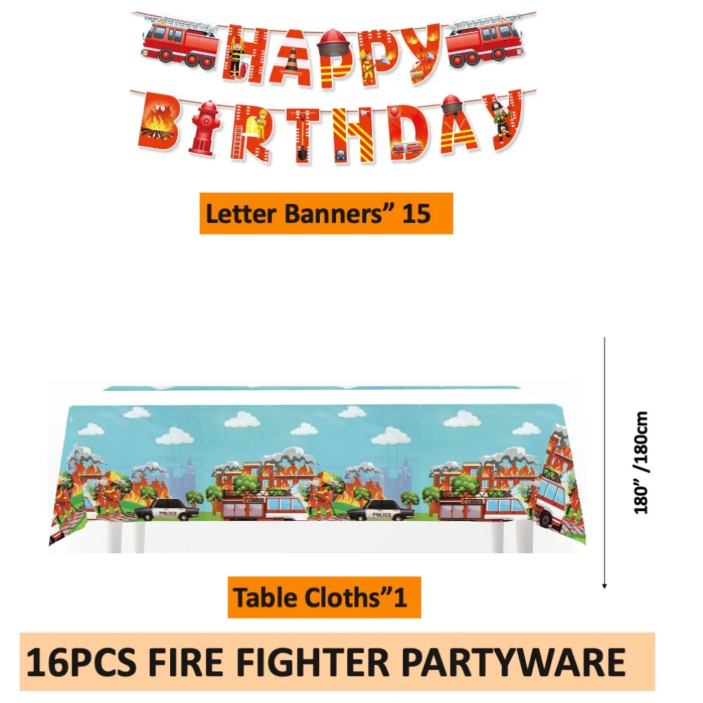 

Fire Fighter 16pcs Party Set Disposable Decoration Banners for Anniversary Wedding Children College Funny School Home Event