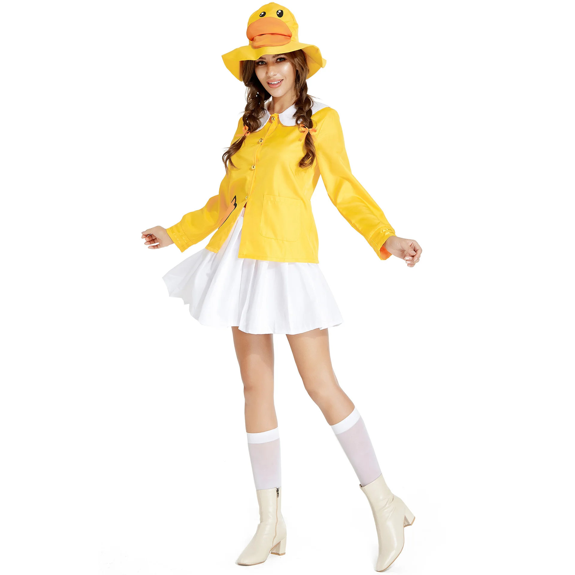 Princess Daisy Cosplay Costume Dress Yellow Woman Halloween Little Yellow Duck Outfit Daily Clothes Suit Cosplay Costume