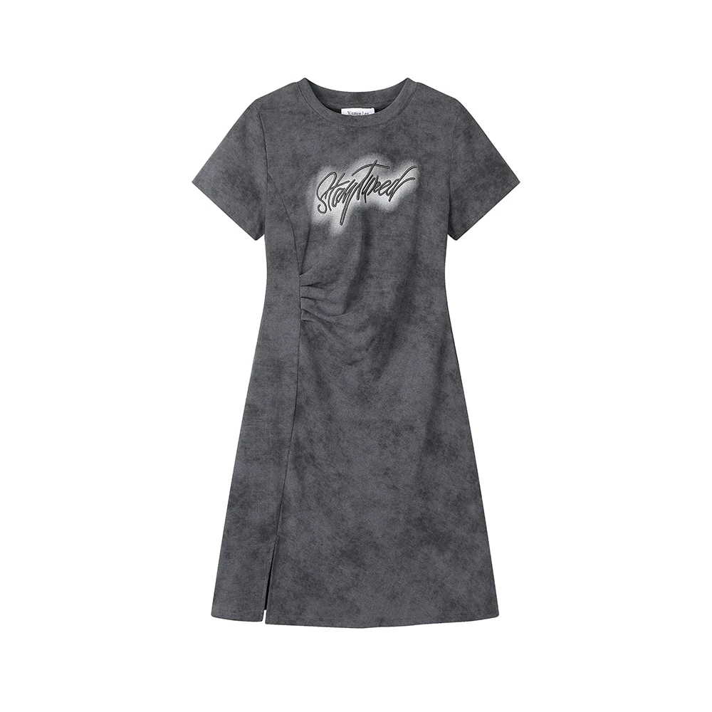 Xinmonlee американское винтажное платье с вышивкой в виде букв облегающее