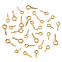 50pcs stainless steel small tiny eye pins eyepins hooks eyelets screw 18k gold clasps hooks diy jewelry findings for making
