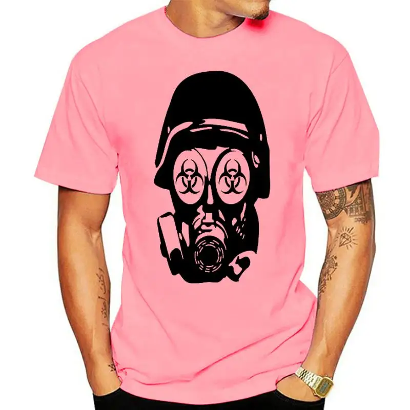 

Fashion New Cotton Letter Print T-shirt Men's Customize Gasmask Helmet T-shirt
