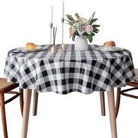 black white plaid tablecloth linen round checkered cotton dustproof non slip sofa cover picnic christmas dining room home decor