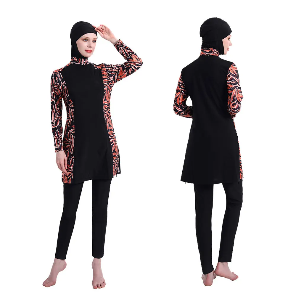 

Lady Swimwear Elegant Muslim Islamic Women black Swimsuits 3pcs Full Cover Diving Watersports Swimming Togs Burkinis S-4XL