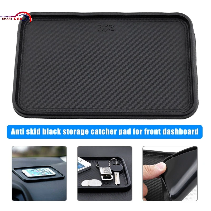

Black Car Front Dashboard Silicone Non-Slip Storage Catcher Pad Mat 200x128mm auto Interior Front Mat Organizer 200x128mm