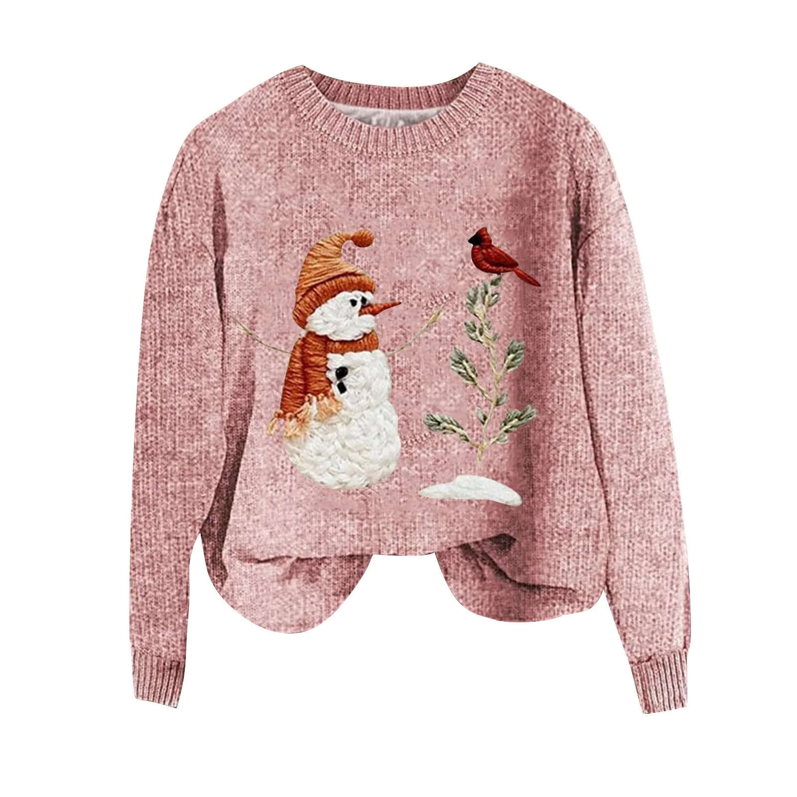 Женский вязаный свитер с принтом Санта-Клауса массивный пуловер иглой без