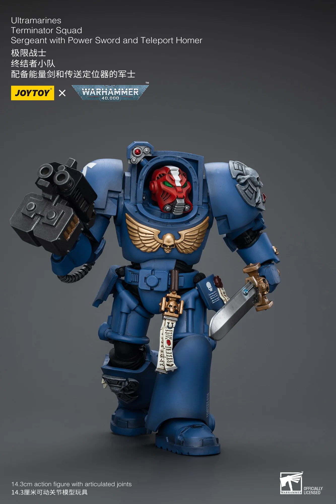 Фото JOYTOY Warhammer 40K 1/18 Фигурка Ультрамарины Терминатор Отряд Сержант с силовым мечом и телеспортом Фигурка Гомера Игрушки №3