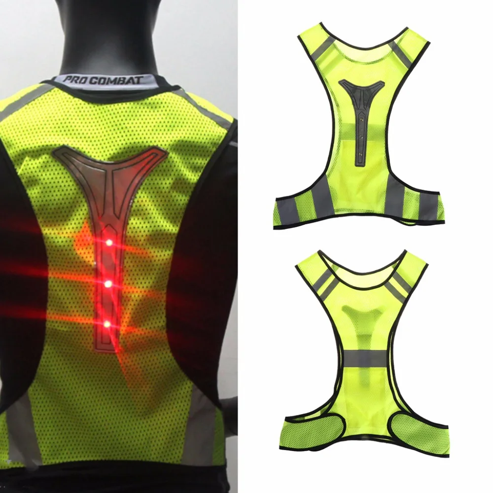 

Светоотражающий жилет для езды на велосипеде, безопасная Спортивная одежда для бега на открытом воздухе, сетчатые дышащие майки для бега с подсветкой
