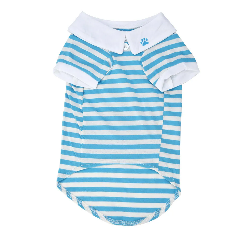 

T Cotton Hot Puppy Cute Shirt Lapel Pet New Clothes Dog Clothes Stripe Pet clothes