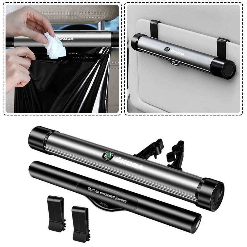 

Car Roller Type Garbage Can Storage Bag Auto Accessories for Skoda Octavia Fabia Karoq MK2 MK3 Kamiq Scala Kodiaq Superb 2021