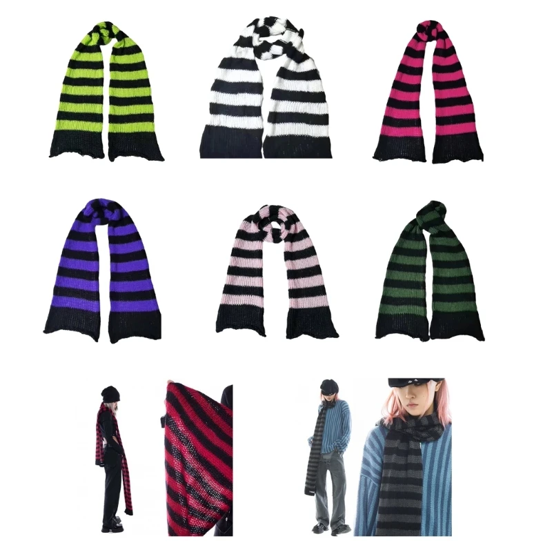 

Windproof Scarf Subculture Striped Neck Scarf Women Winter Autumn Shawl Scarves