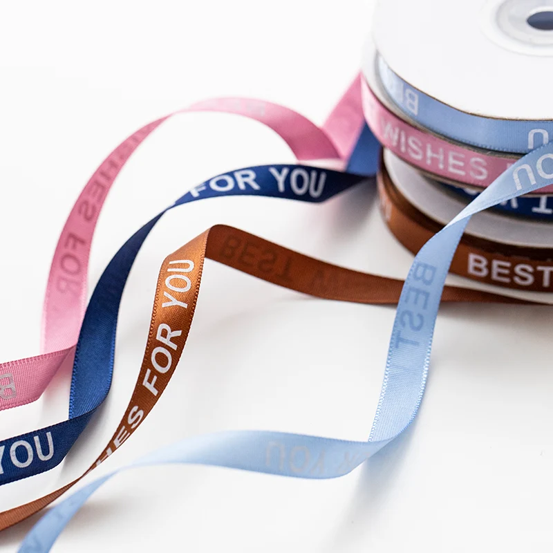 

MYUE DIY Wish Ribbon Aromatherapy Wax Card Lanyard Color English Polyester Ribbon 1m/One Roll