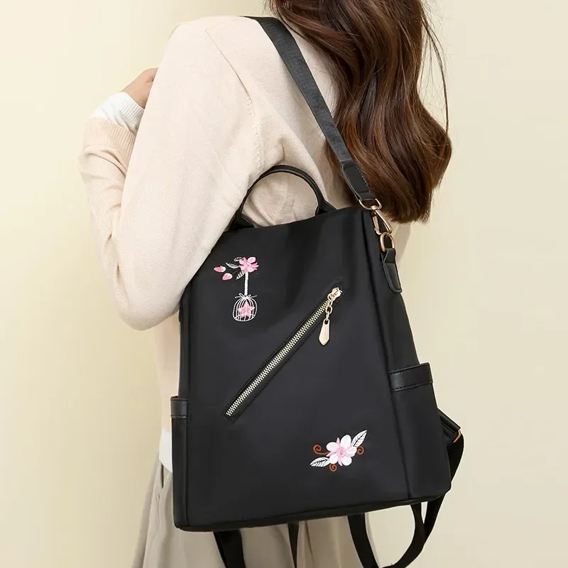 Нейлоновые повседневные женские модные рюкзаки с вышивкой большая вместимость
