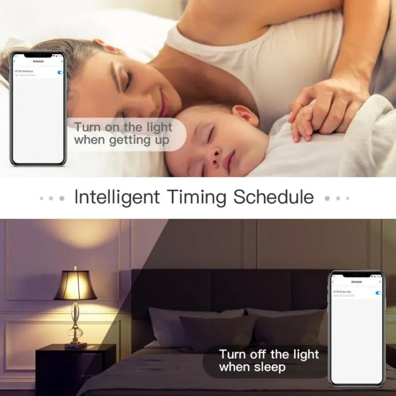 

Лампочка с таймером, 9 Вт, Wi-Fi, с голосовым управлением, светодиодная лампочка, умная лампочка с регулируемой яркостью, работает с Alexa Google Home E27 E26 B22