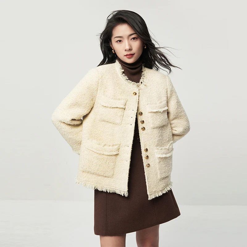 New 70% Wool 2023 Sprint Casaco Feminino Inverno 2022  90%  White Duck Down  Coat Women  High Street Fashion Single Breasted