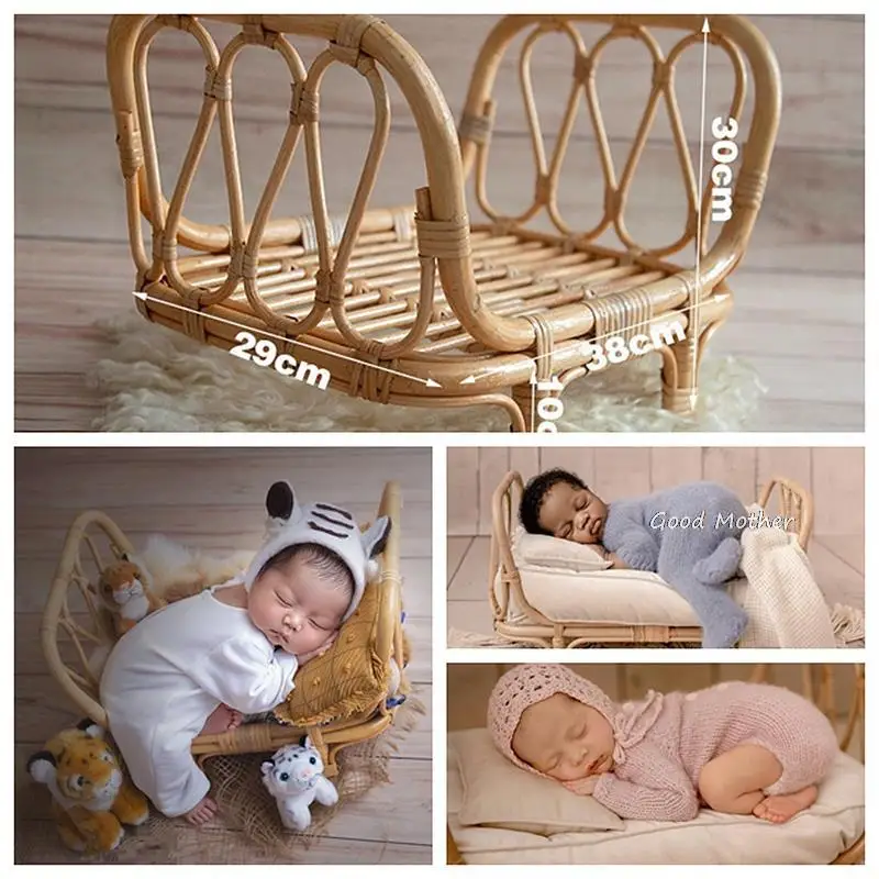 Newborn Photography Props Weaving Baskets Baby Photo Bed Posing Props Infant Photo Shoot Accessories Full-moon Baby Cany Beds
