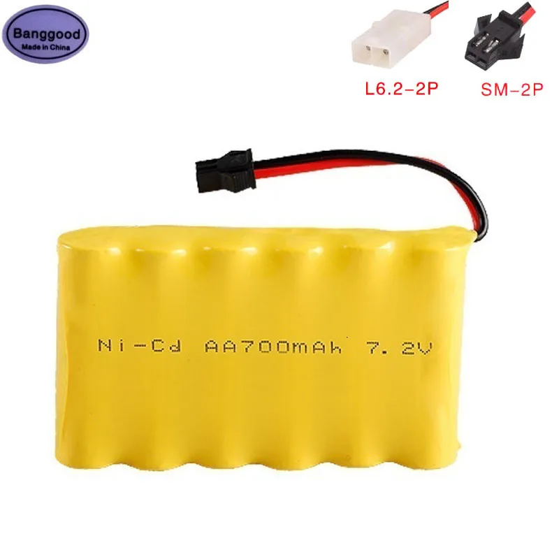 

1pcs 7.2V 700mAh 6x AA NI-CD NiCD RC Rechargeable Battery Pack for Helicopter Robot Car Toys with SM or Tamiya Plug