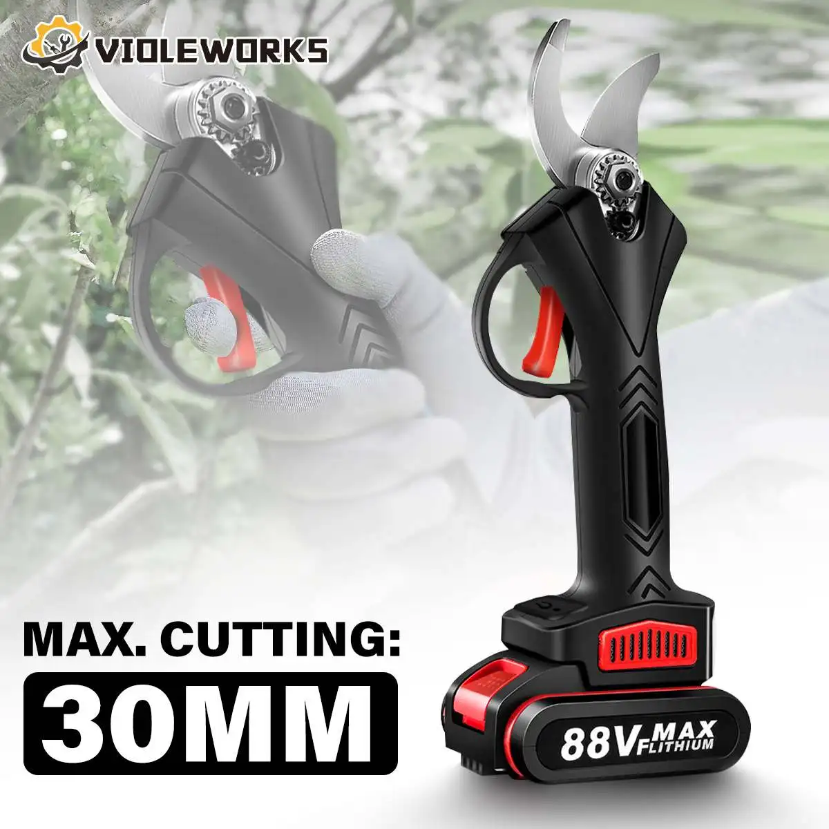 Электрический секатор для обрезки фруктовых деревьев 30 мм