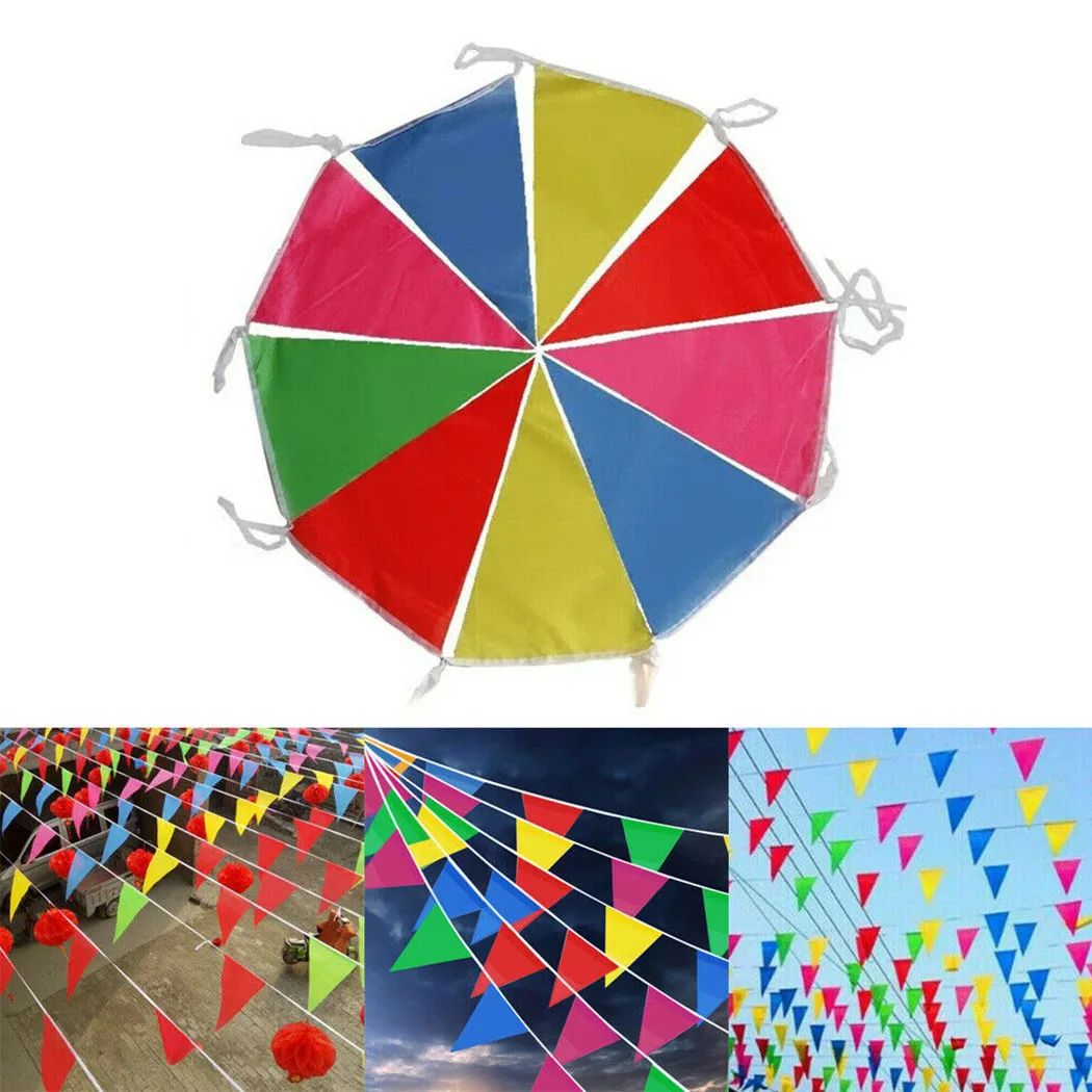 

100M Multicolored Triangle 150 Flags Bunting Banner Pennant Festival Multi Color Pennant Banners String Flag For Outdoor Decor