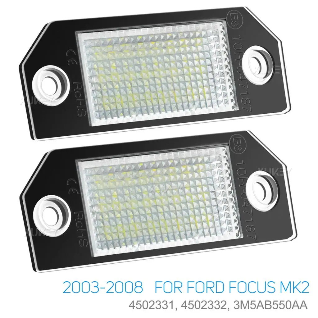 

Набор светодиодных лампочек для подсветки номера Автомобиля, 24SMD, для Ford Focus 2, MK2, ST, 225, MK3, 2003- 2008, 2009-2018, 2 шт.