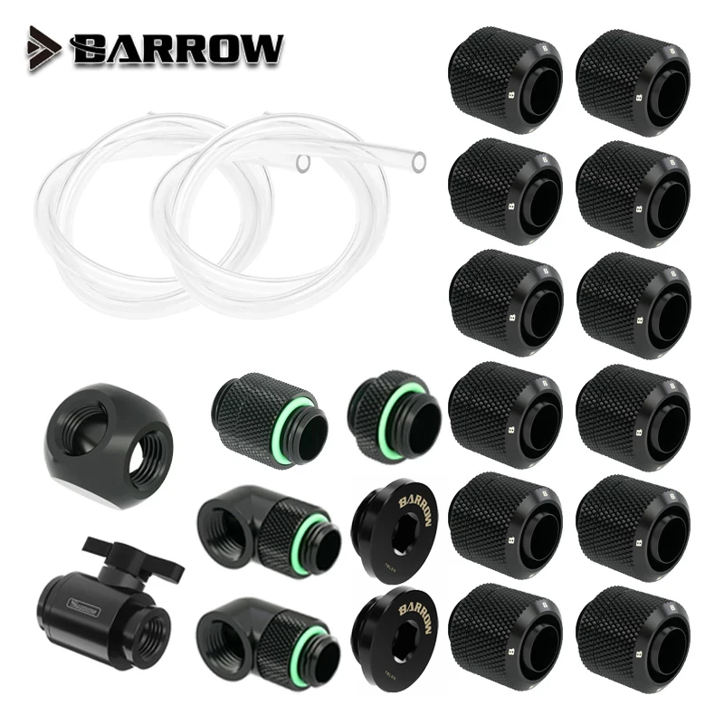 

Barrow Soft Tube Fitting Kit , THKN-3/8 Series For OD 13/16mm , Switch + Plug + 90 Degree Fitting Water Cooling Accessories DIY