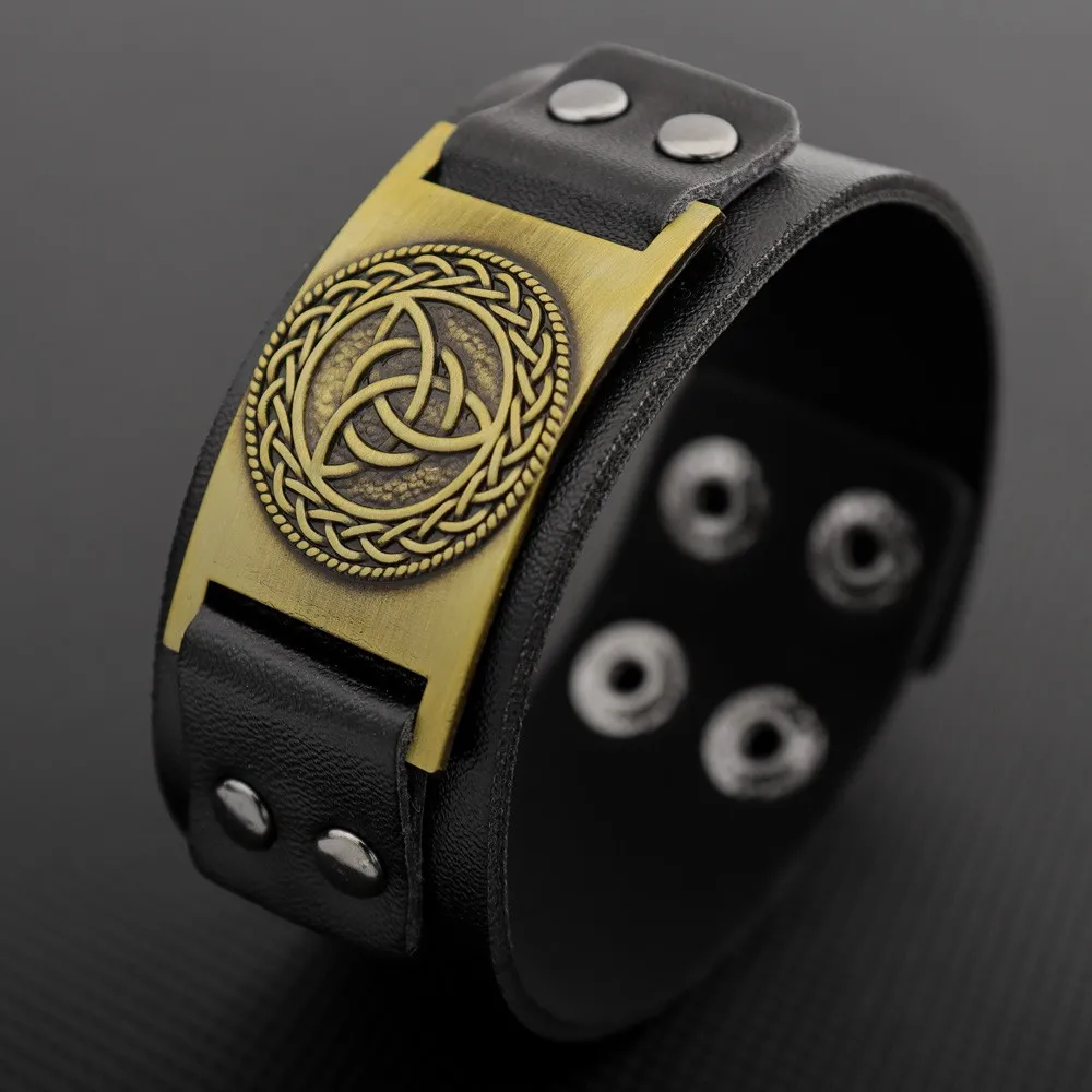 Винтажный скандинавский кожаный браслет