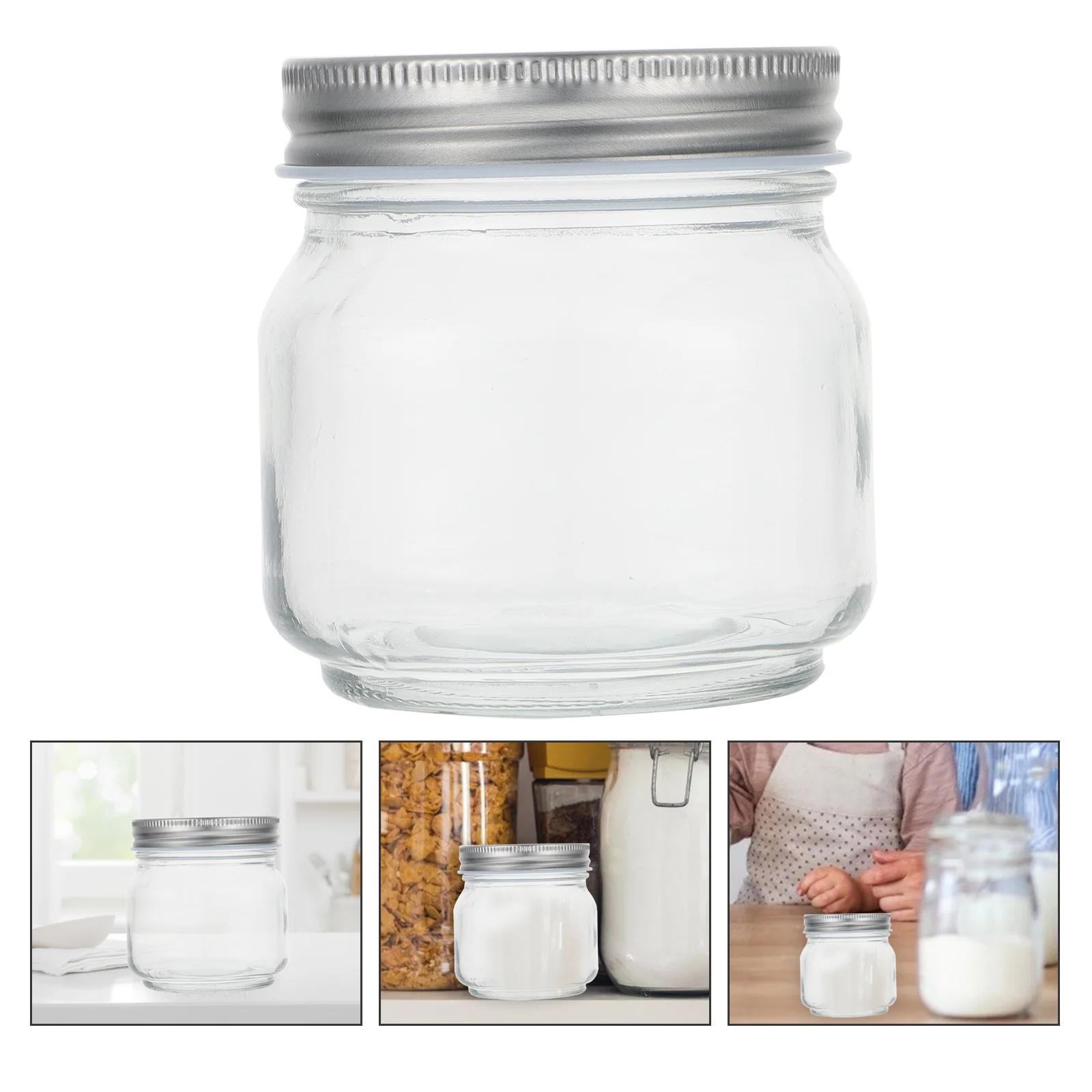 

6Pcs Glass Jam Storage Jars Sealed Containers with Lids (Transparent)