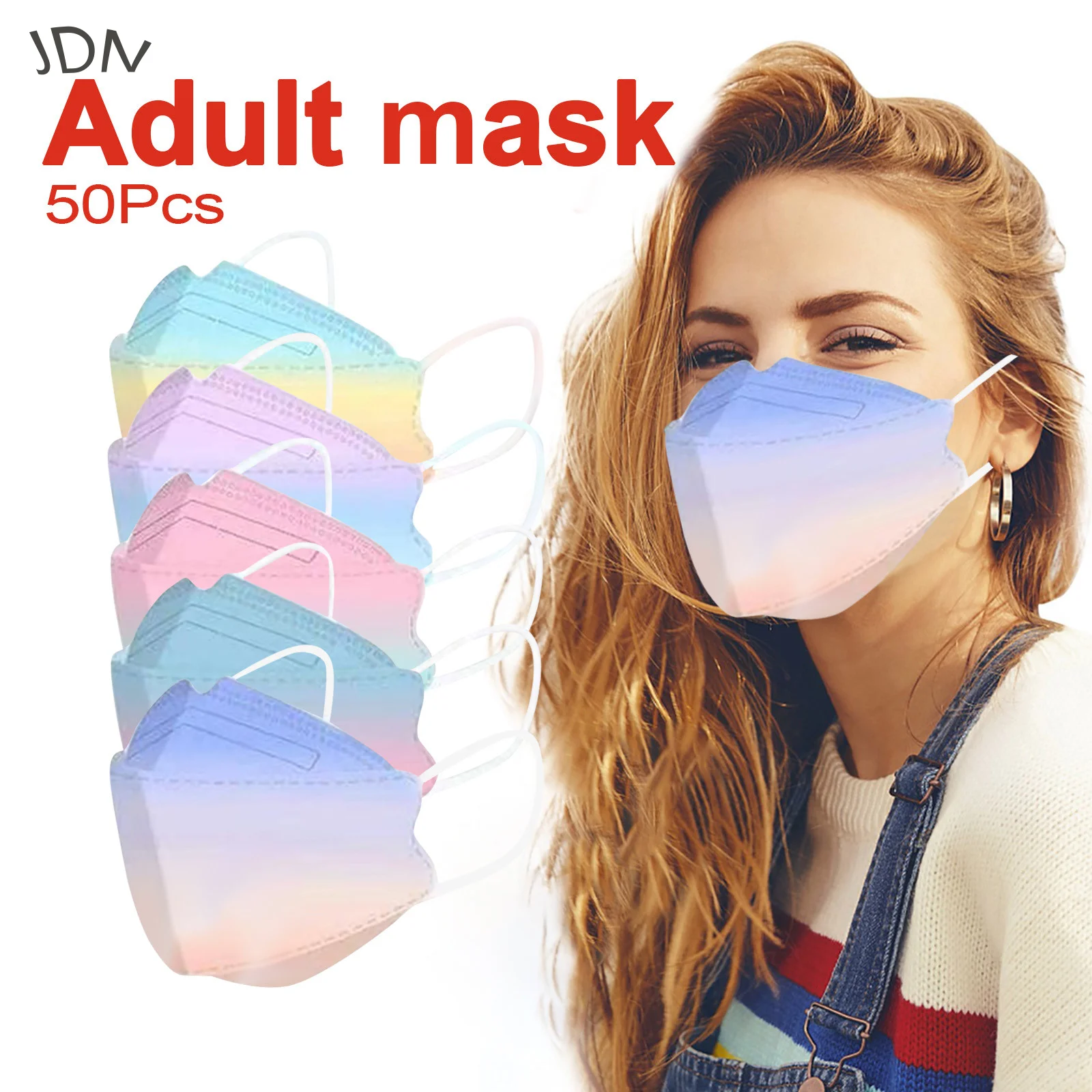 

Gradient Color Fish Mouth Type Protective Mask Effective Filtering 95% KN95 Masks FFP2 Breathable Disposable Маска Adult 50 Pcs