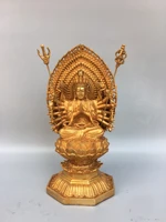 11 chinese folk collection old bronze gilt thousand handed avalokitesvara mother zundi backlight sitting buddha ornament