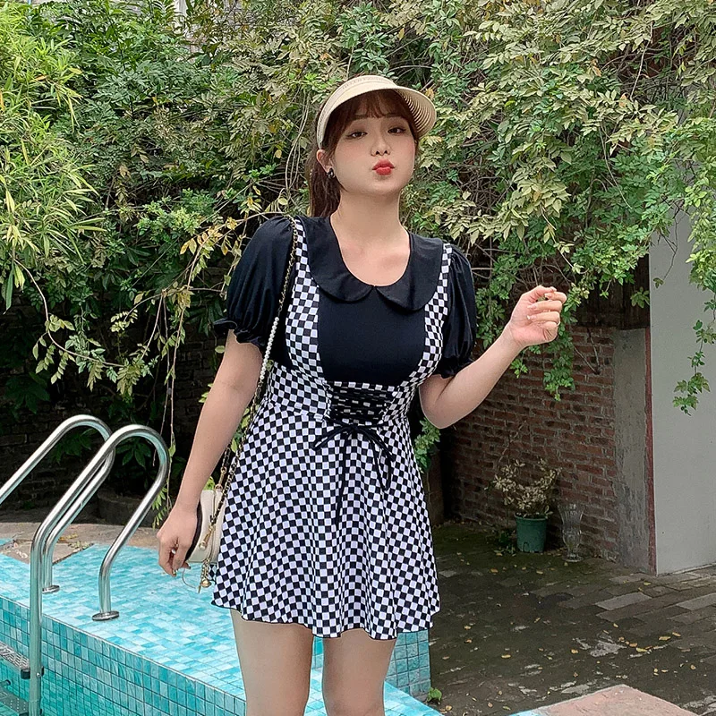 Ruffles Floral Print Hollow Out One Piece Swimsuit Women Lovely U-neck Plus Size Swimwear Bathing Suit Women 2023 Beachwear