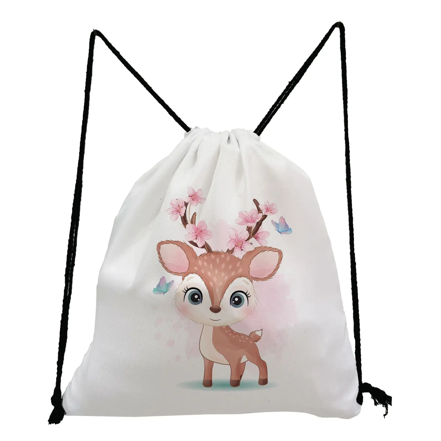 Белый Карманный Рюкзак на шнурке Портативная сумка для обуви с милым рисунком