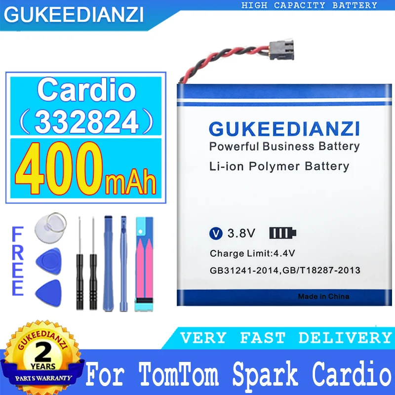 

400mAh High Quality Battery For TomTom Spark Cardio + Music / TomTom Spark 3 Cardio GPS Watch Acumulator 2-wire Plug Bateria