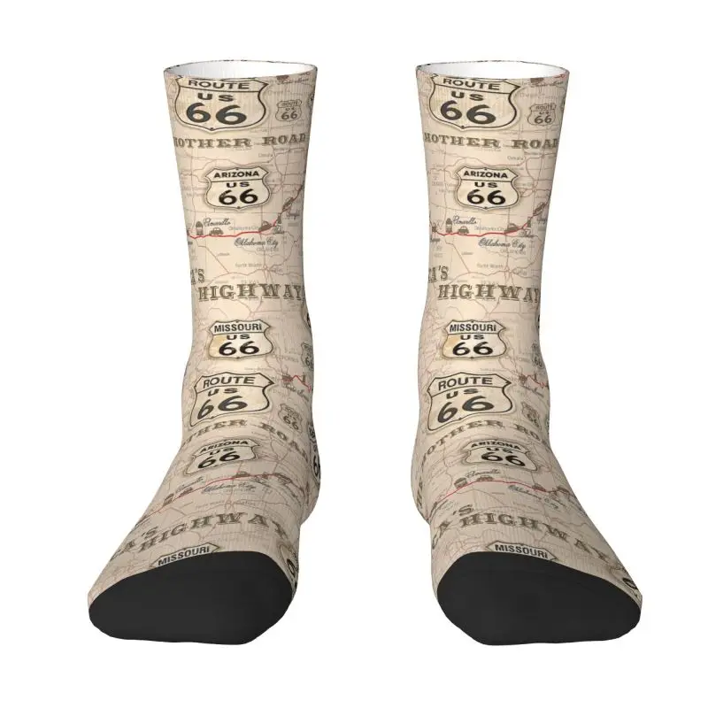 Unisex Warm Comfortable 3d Print Usa Highways Crew Socks