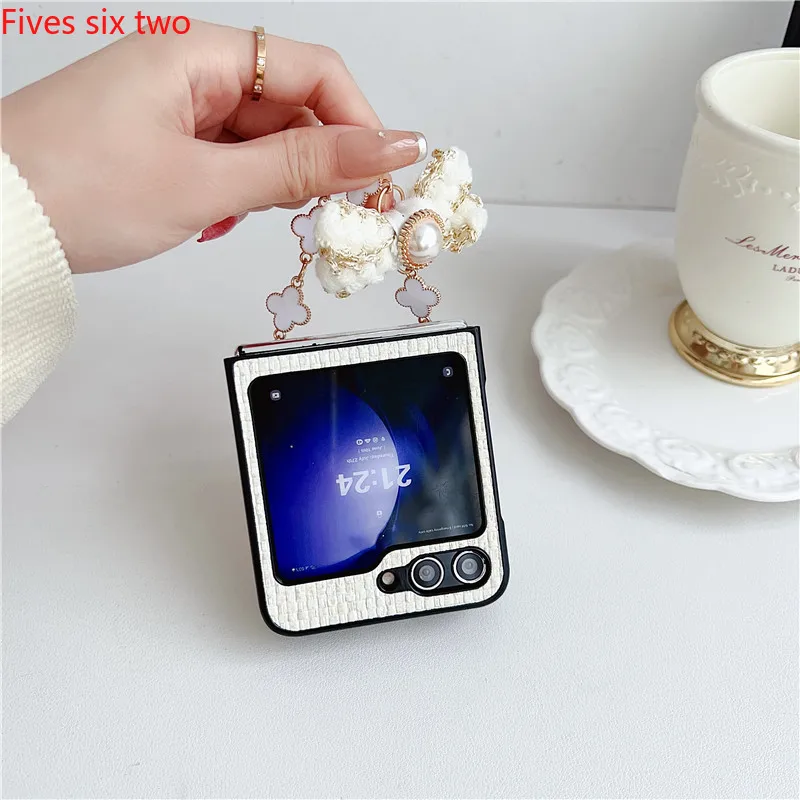 Жемчужный браслет с бантом из ПУ кожи тканевые чехлы для телефонов Samsung Galaxy Z Флип