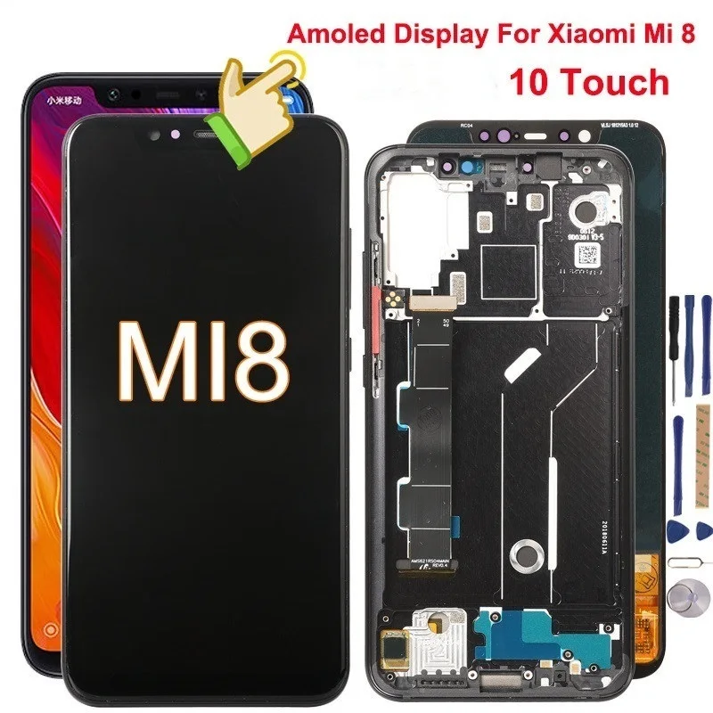 

Double 11 Super Amoled Display For Xiaomi MI8 MI 8 M1803E1A LCD Touch Screen 10 Touch Digitizer Screen Replacment For Xiaomi MI