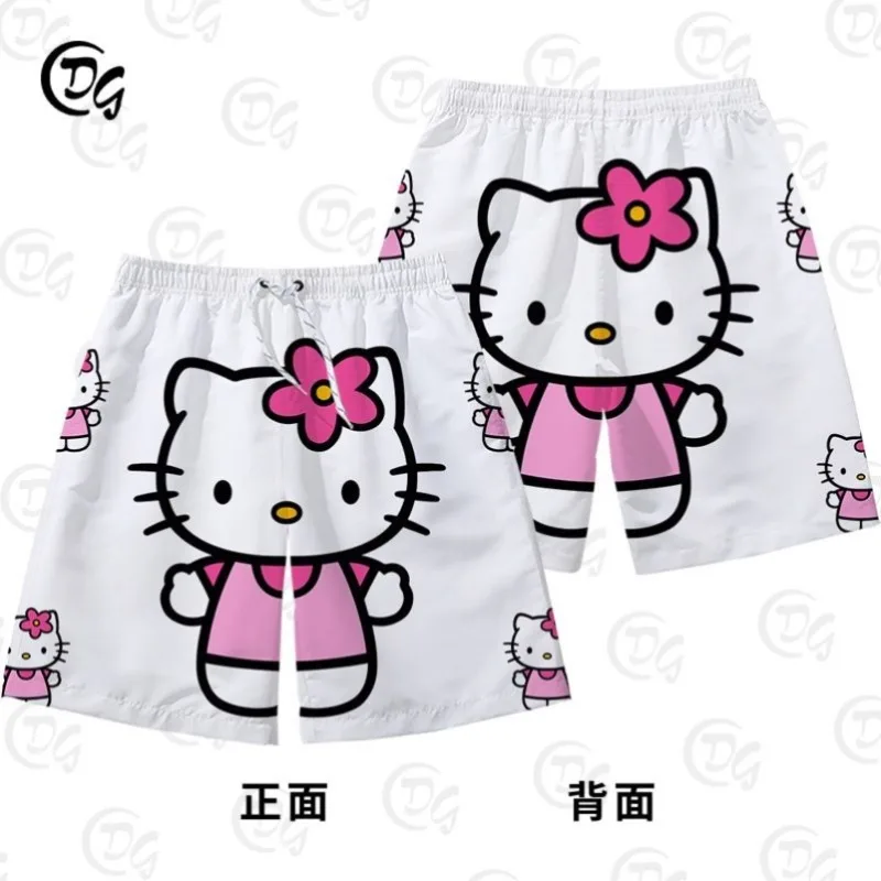 

Sanrio Kawaii Anime Cartoons Hello Kitty Cute Cartoon Summer Casual Pants Casual T-Shirt Printing Simple and Cute Various Colors