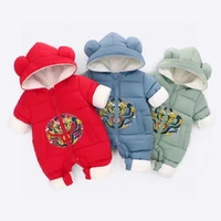 childrens winter crawling clothes boys and girls baby cartoon ears thickened warm jumpsuit childrens crawling clothes