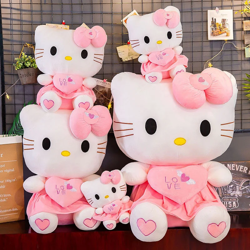 

Милые плюшевые игрушки Hello Kitty розового цвета, мультяшная плюшевая кукла из аниме, мягкая набивная подушка, игрушки для детей, подарки на день рождения и Рождество