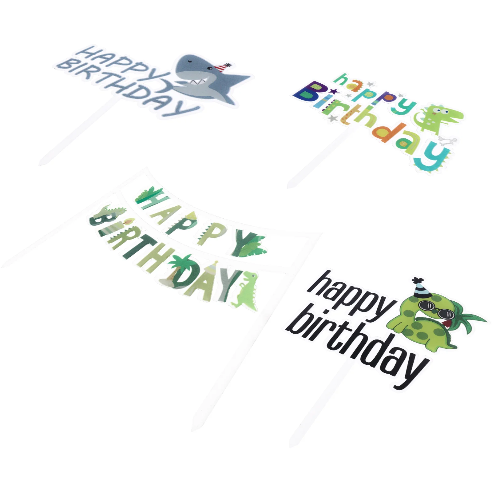 

4pcs Creative Animal Theme Birthday Party Cake Acrylic Toppers Cake Picks