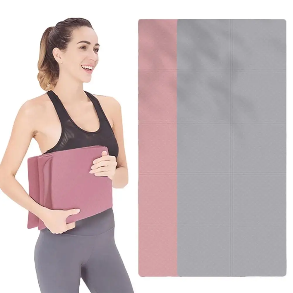 

Foldable Yoga Mat TPE Non-slip Double Sided Folding & Pad Shock-absorbing Gym Fitness Exercise Mat Floor Travel Pilates Wor W8T3