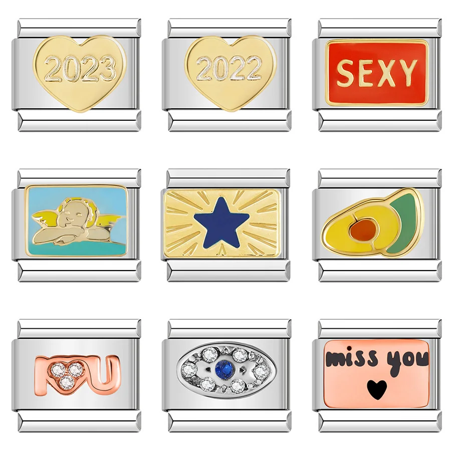 Hapiship Мода 2022 2023 сексуальный глаз Ангел Miss You итальянские звенья Шарм подходит для браслета 9 мм из нержавеющей стали ювелирные изделия своими руками DJ601